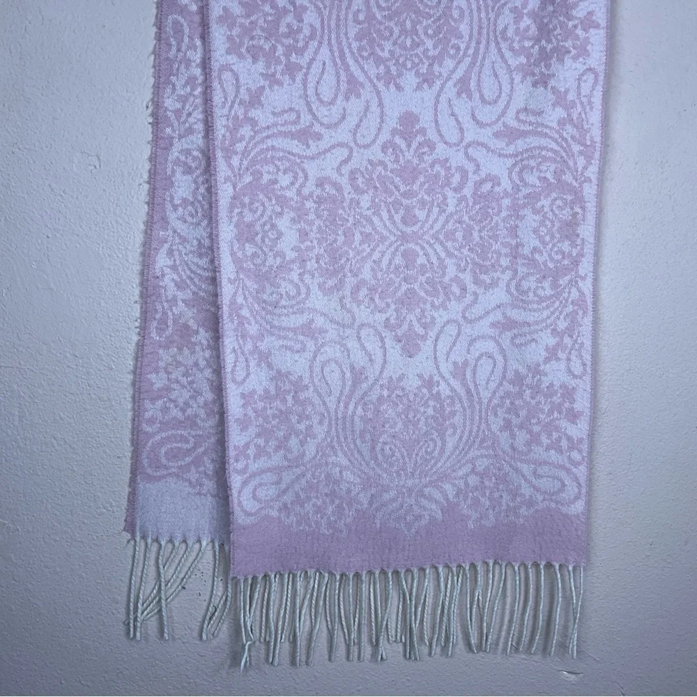 PINK PAISLEY SCARF PASTEL IVORY WHITE SOFT COTTAGECORE
